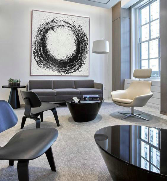 Extra Large Textured Painting On Canvas,Oversized Minimal Black And White Painting,Big Canvas Painting #F9P1